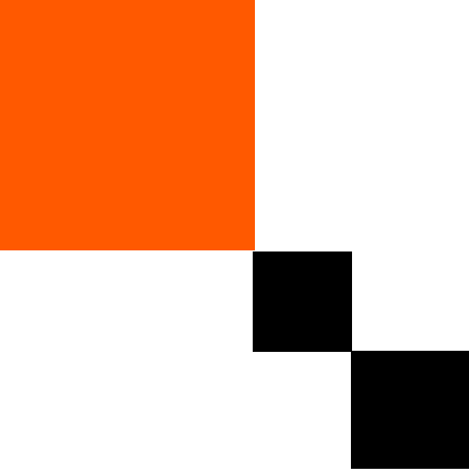 Minimalist orange and black square accent for hero section design