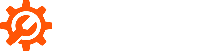Fortify Repair Services full logo in white with orange gear icon