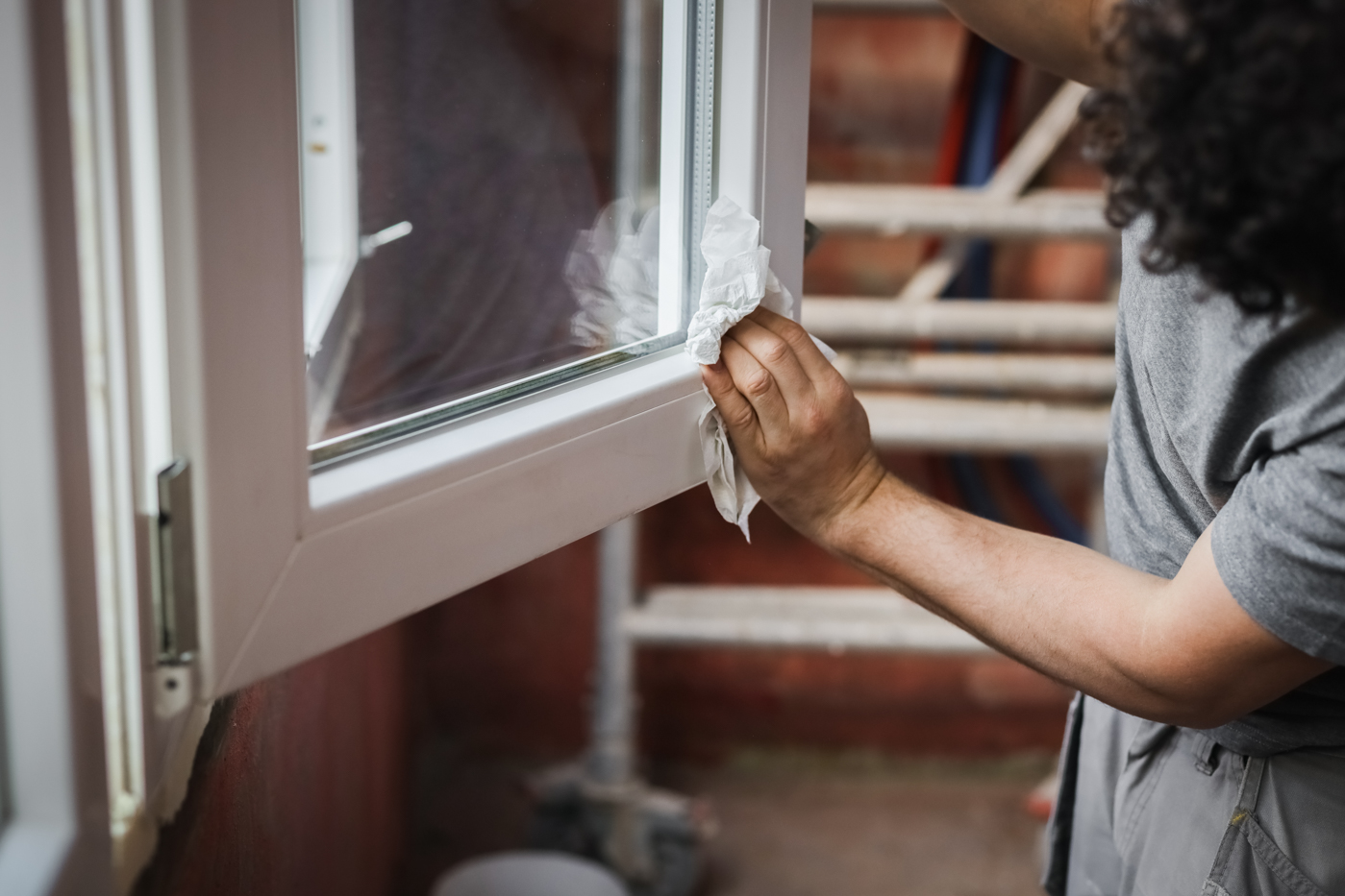 Cleaning condensation on vinyl window frame repair