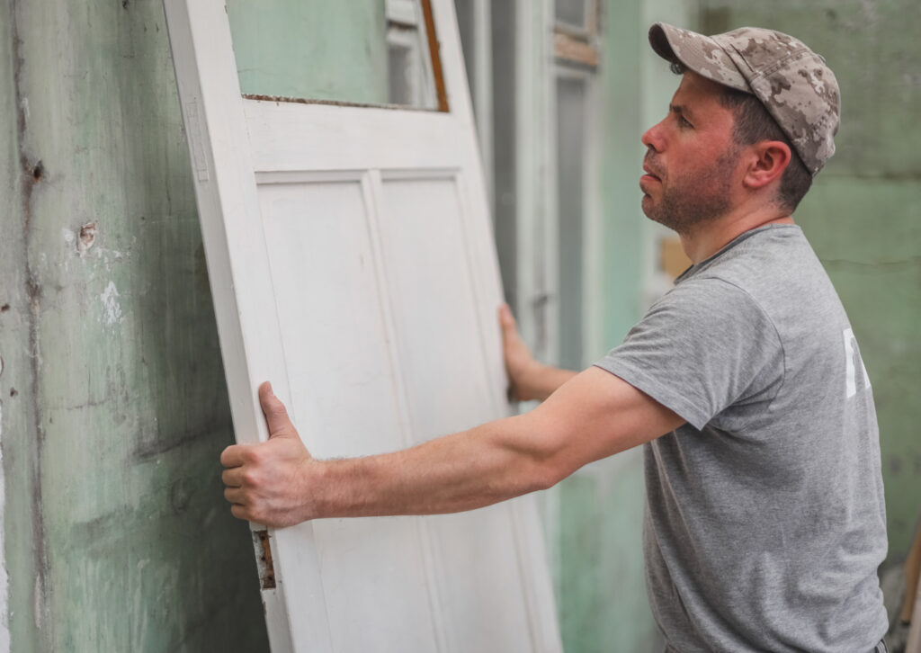 Exterior door removal for replacement by Fortify Services