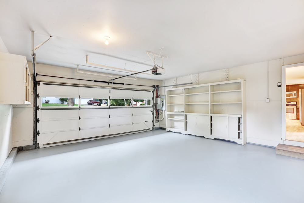 Modern residential garage with automatic door opener