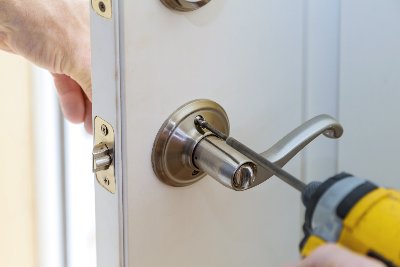 Biometric smart lock entry on Canadian bedroom door