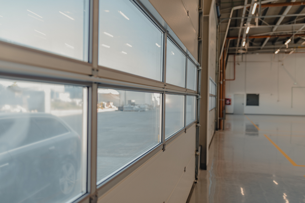 Modern residential garage with automatic door opener
