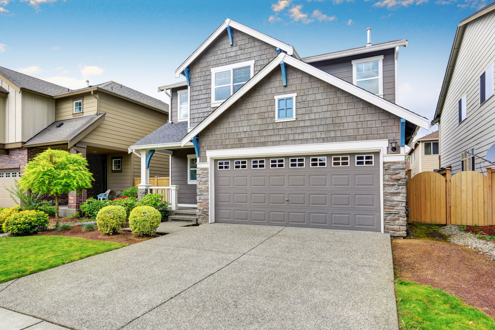 Modern residential garage door on Canadian home