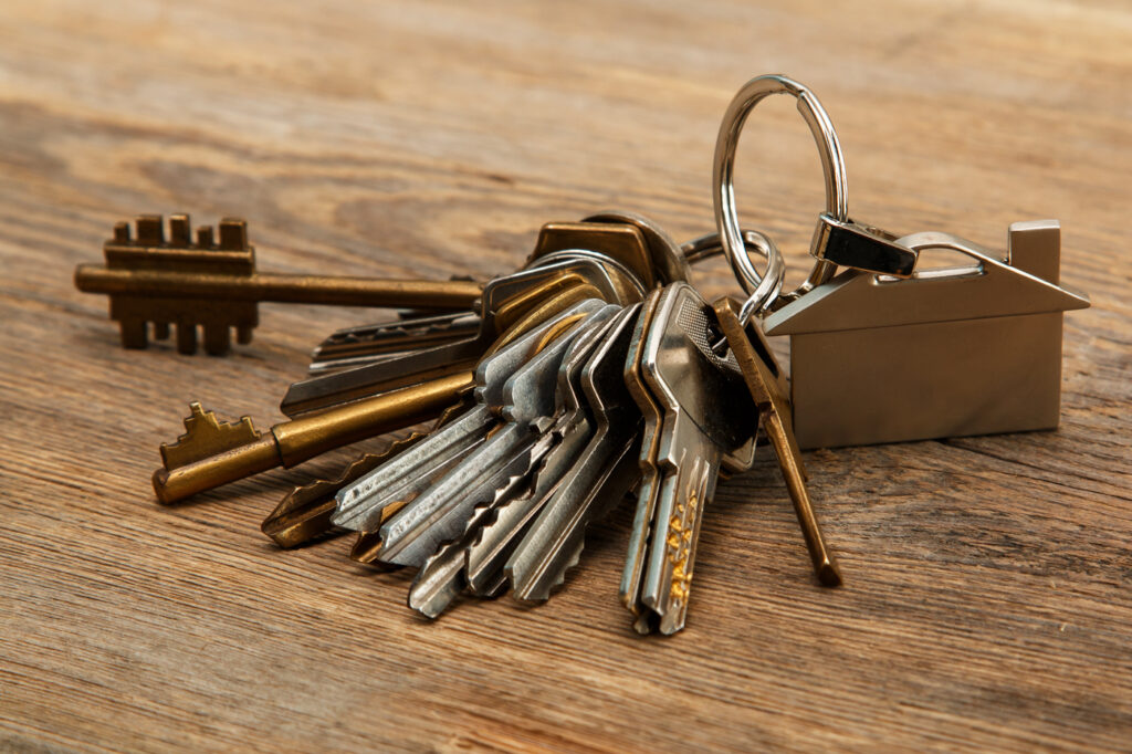 House keys on keyring with salt air corrosion