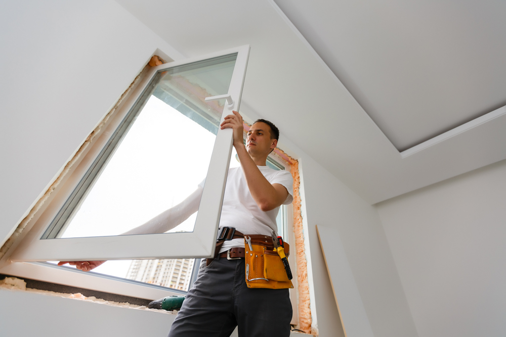 Glass window installation in Canadian home interior