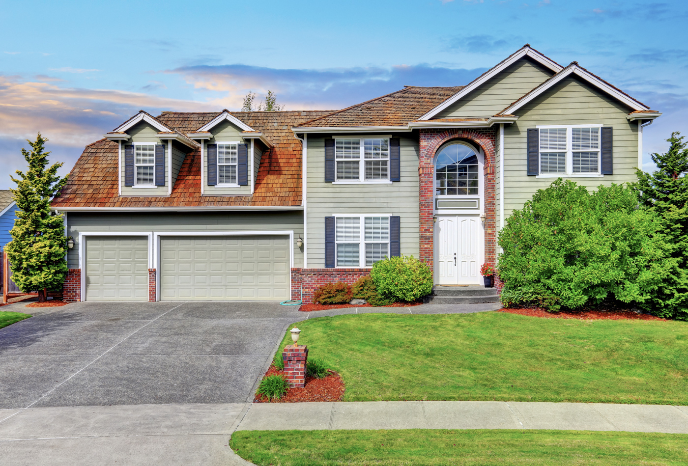 Double garage doors on modern home