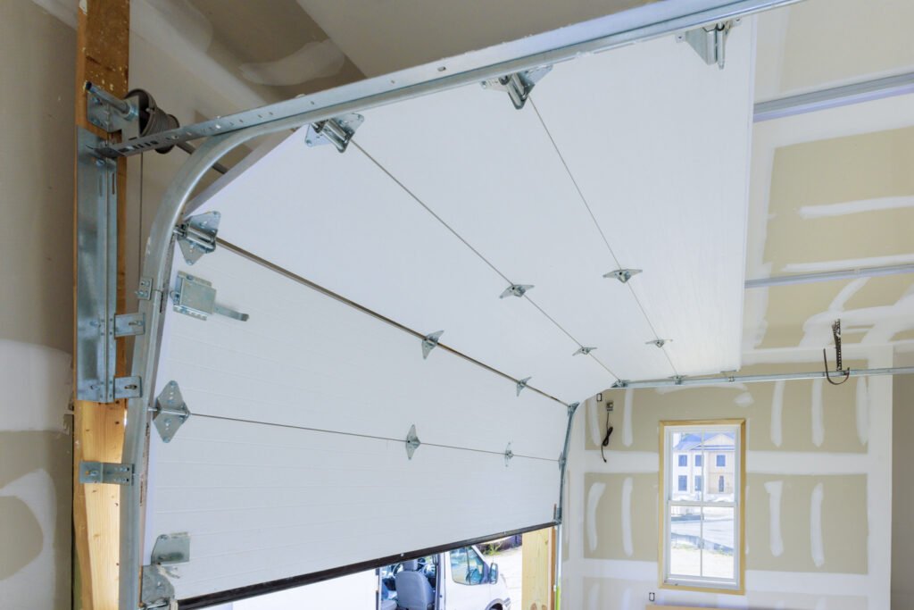 White overhead garage door interior