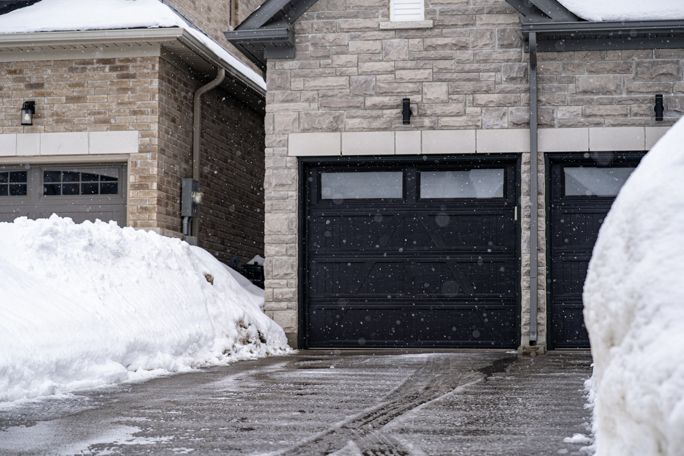 White overhead garage door interior