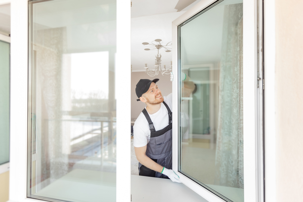 Technician replacing single-pane window