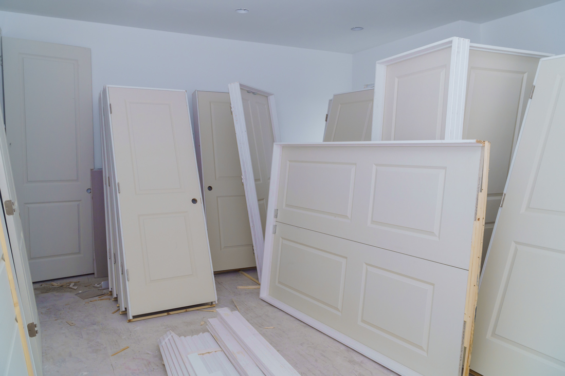 Commercial door installation in progress