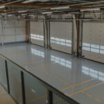 Commercial garage doors in service bay
