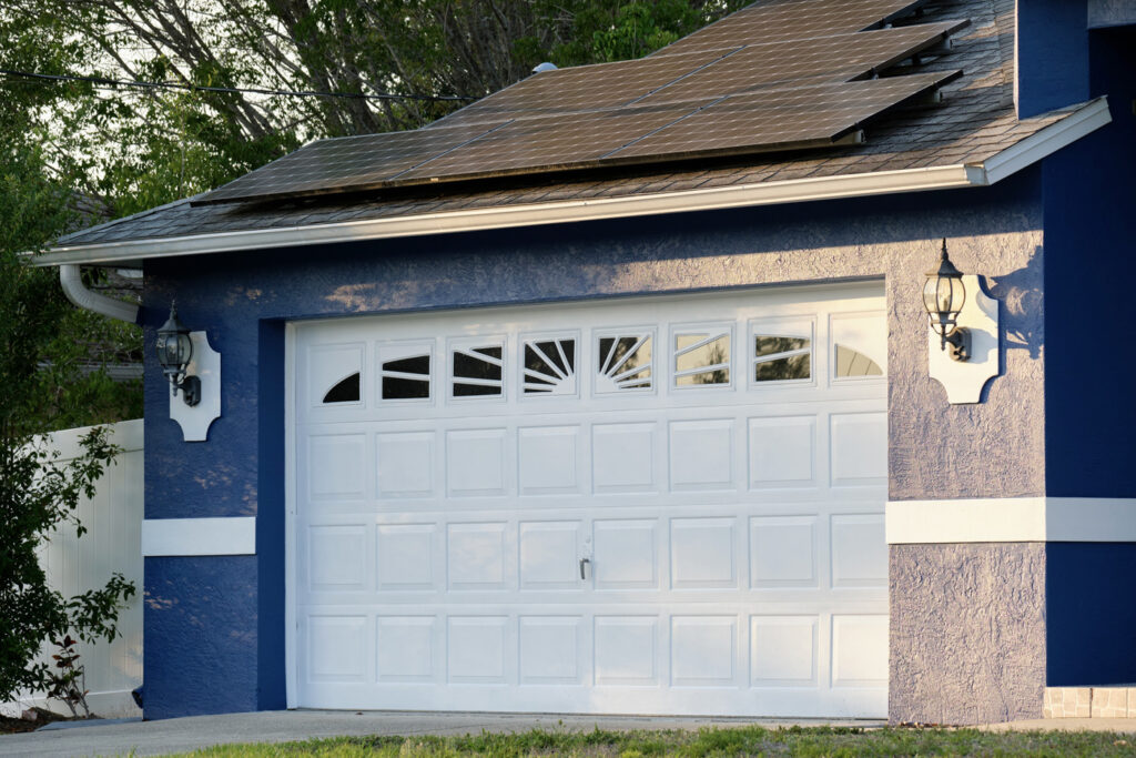 White garage door on Canadian home garage