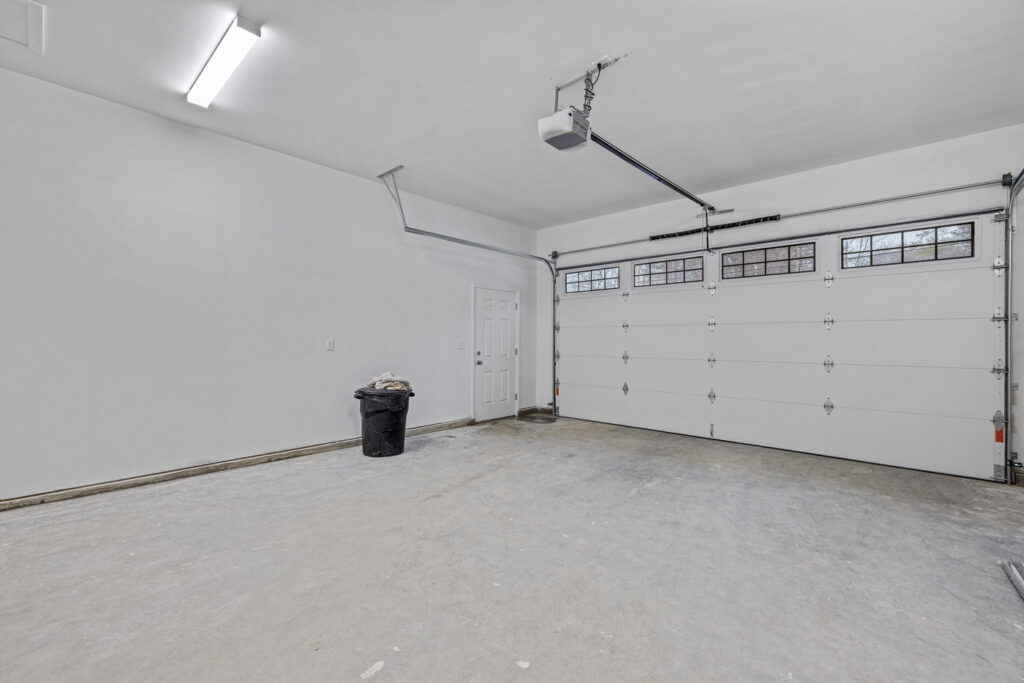 Smart garage door opener in spacious garage