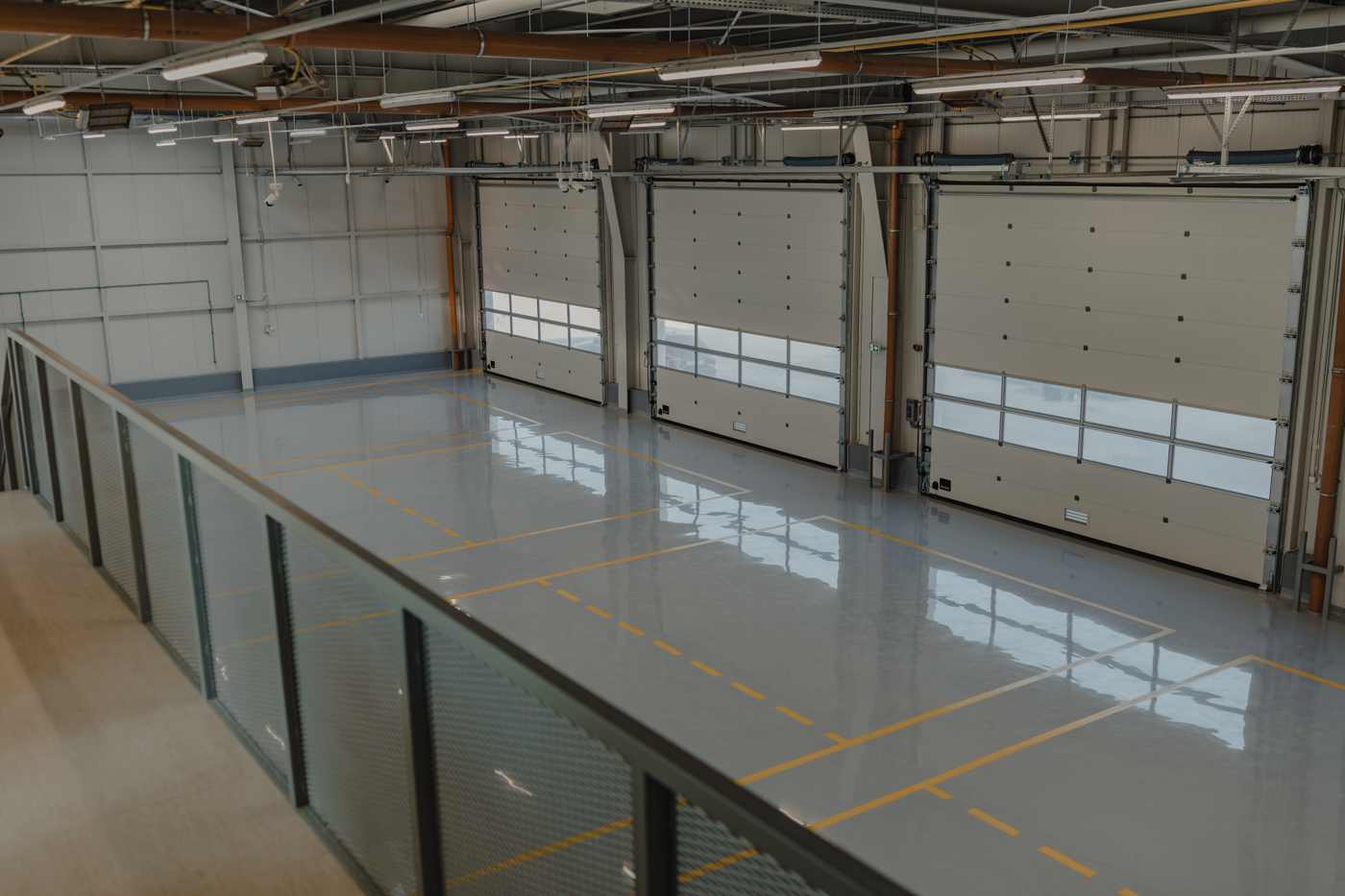 Commercial garage doors in service bay