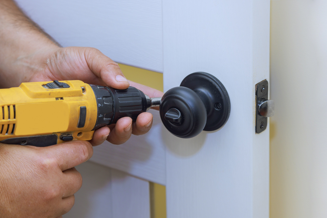 Lock repair on door knob with drill