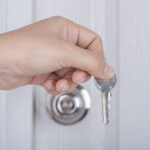 Key in door lock for insured locksmith service