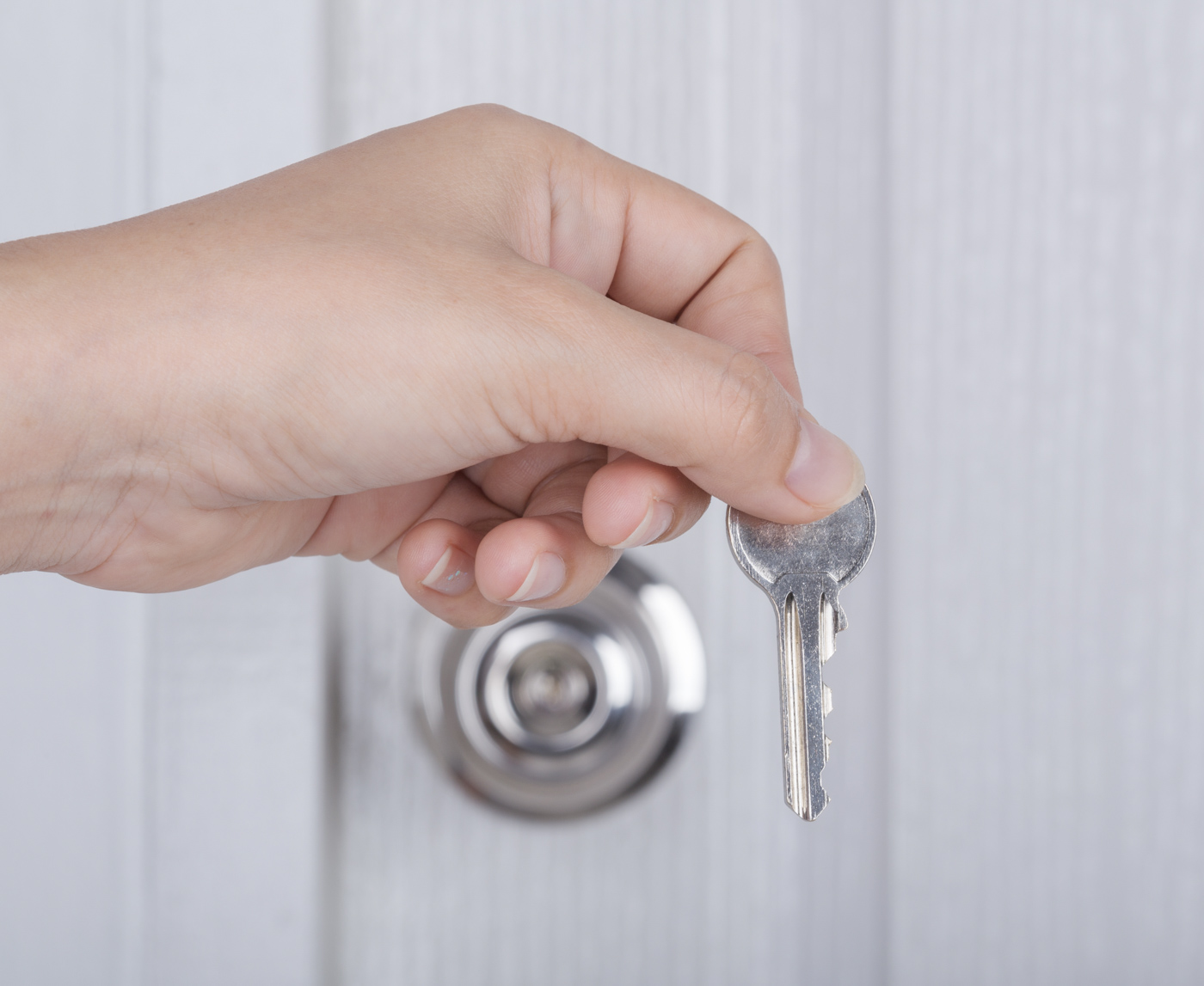 Key in door lock for insured locksmith service