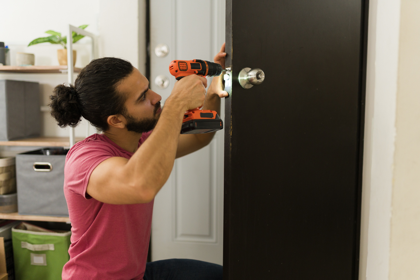 Door repair service on home entry door