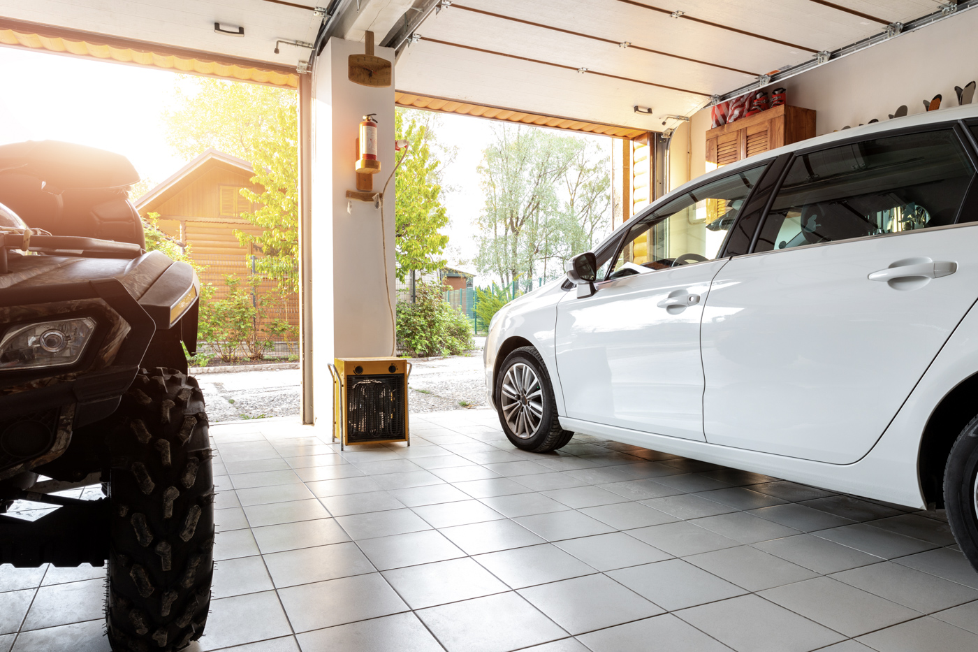 Open residential garage door at Canadian home