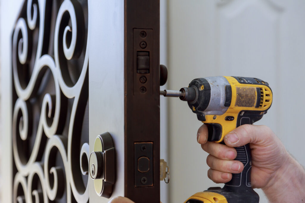 Front door lock repair with drill