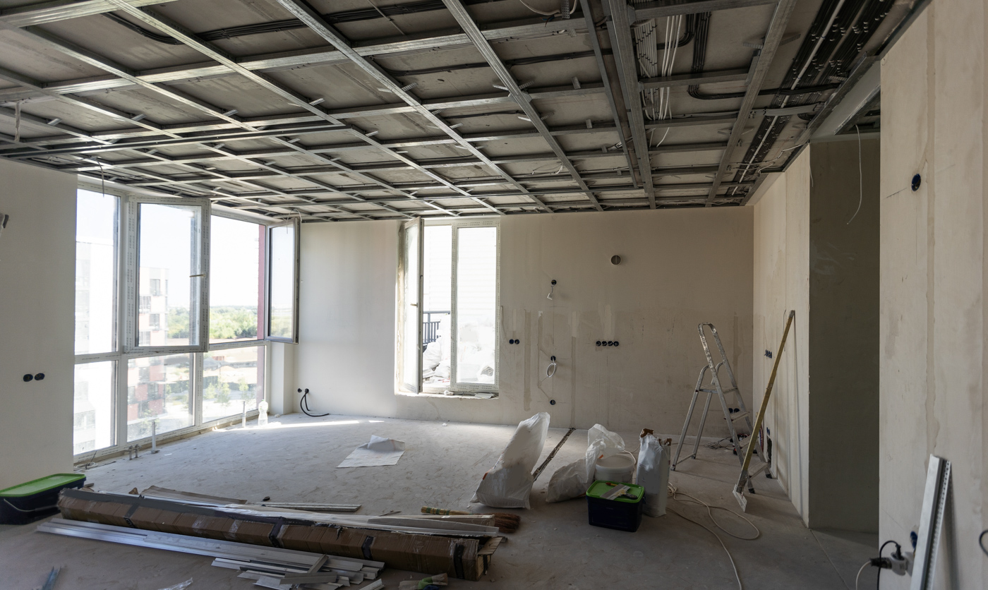 Commercial window installation in office renovation