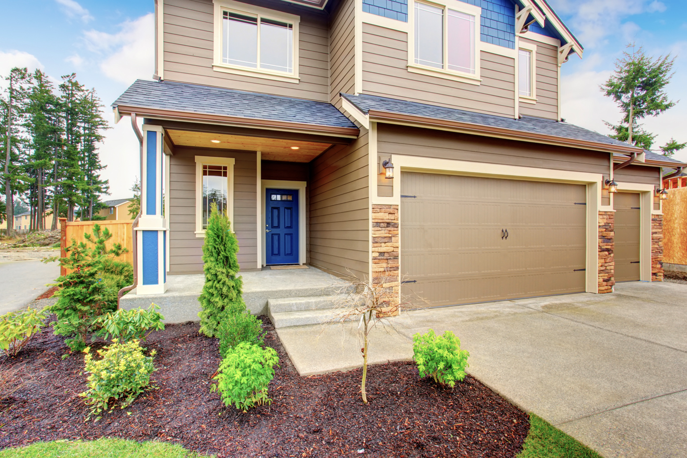 Modern residential garage door installation