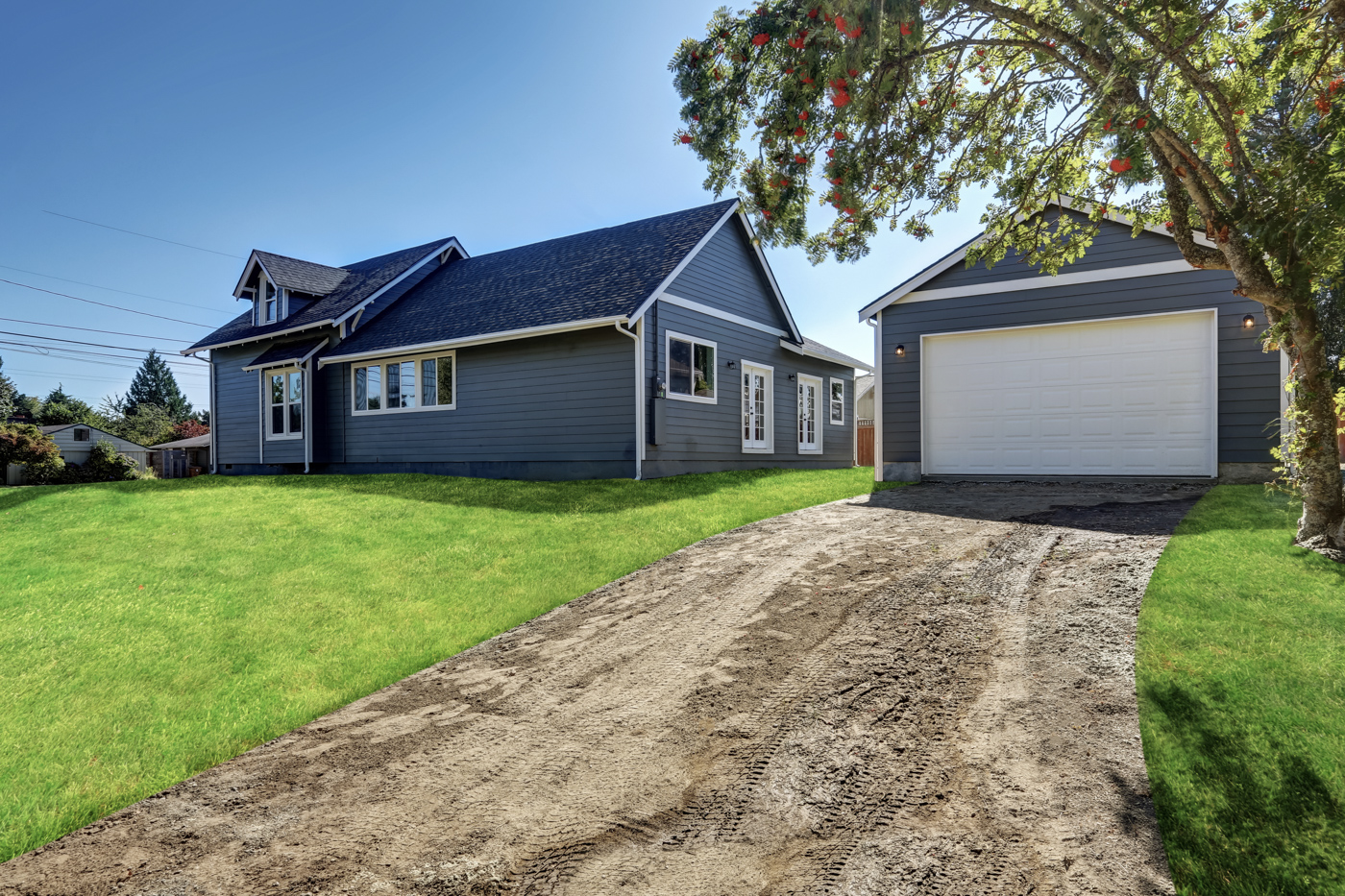 Residential garage door on Canadian home driveway