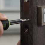 Temporary lock installation on wood door