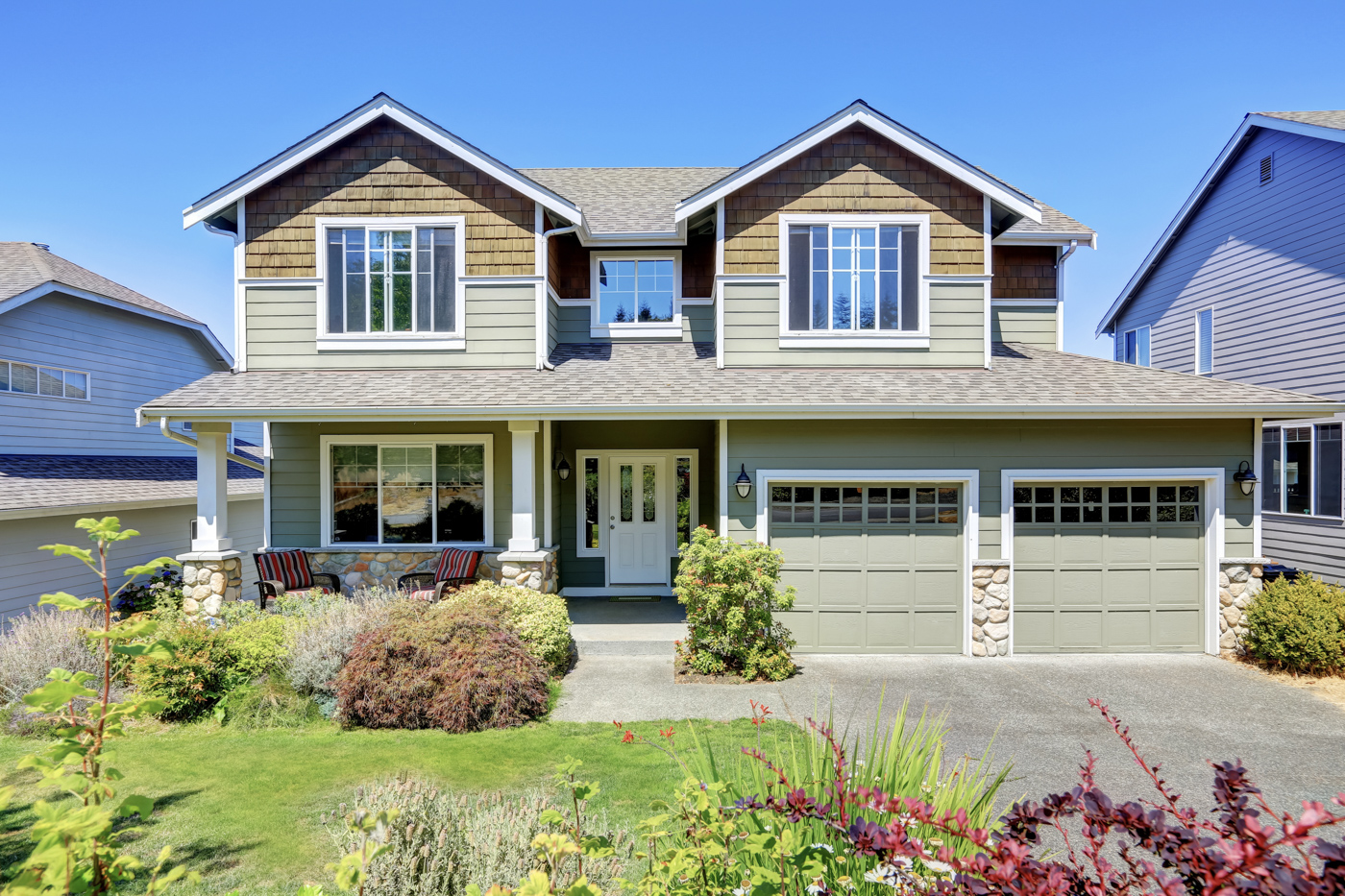 Residential garage doors on modern Canadian home