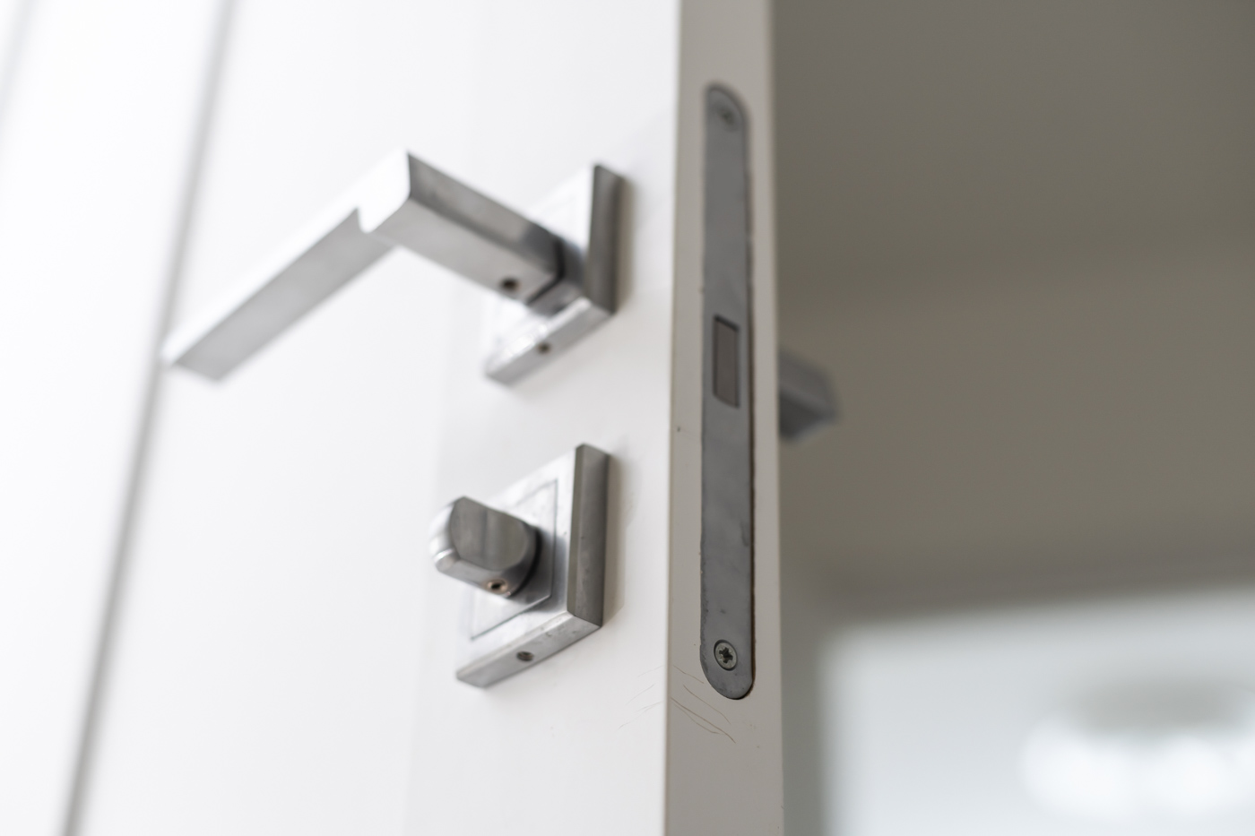 Storage unit lock on white door
