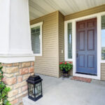 Painted exterior door with sidelights