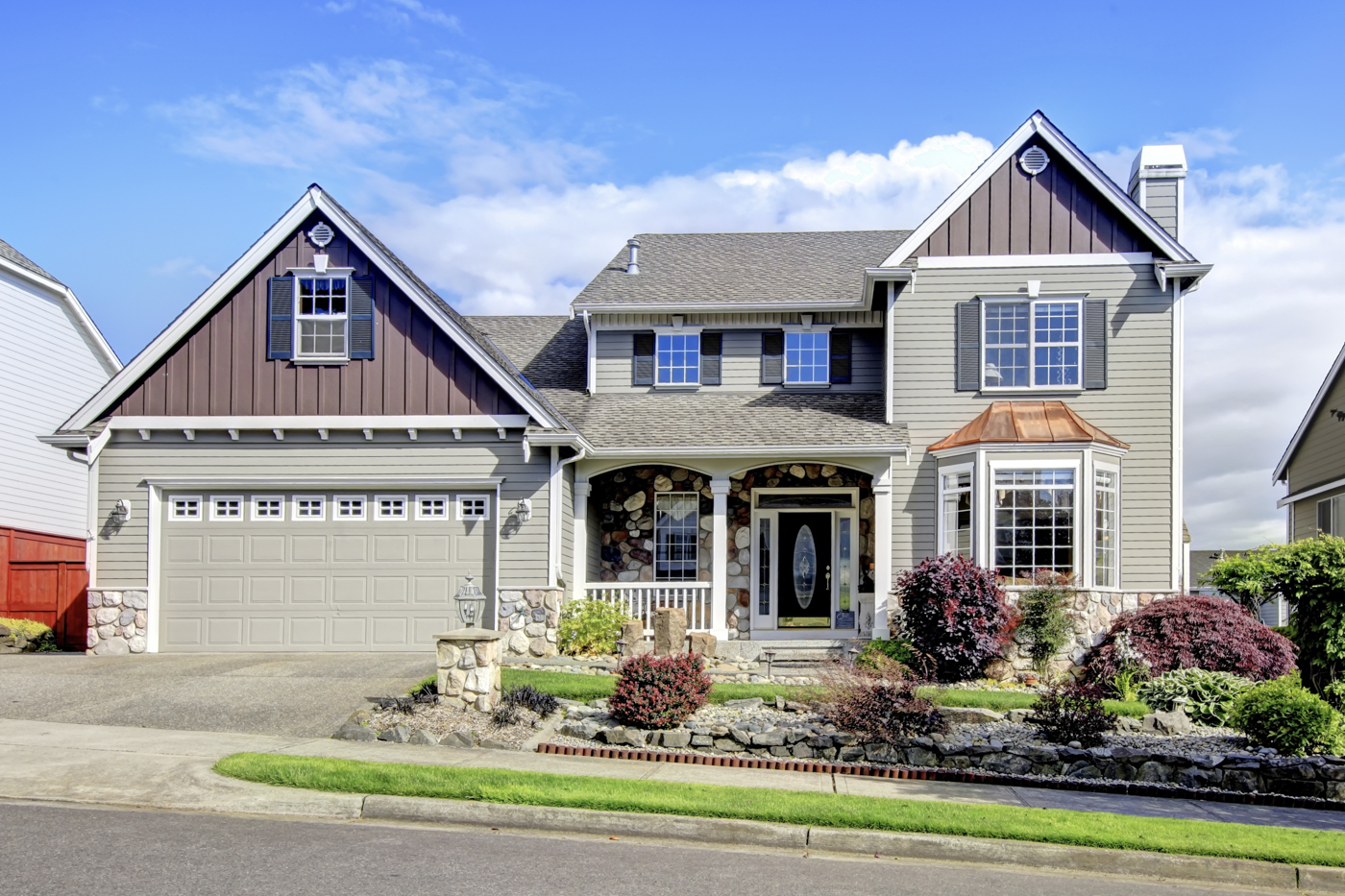 Modern garage door on Canadian home